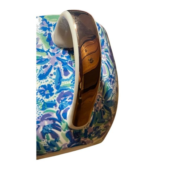 Lilly Pulitzer Blue Floral Coffee Cup Hidden Kitty Cat Print Tea Drinkware - Picture 7 of 9